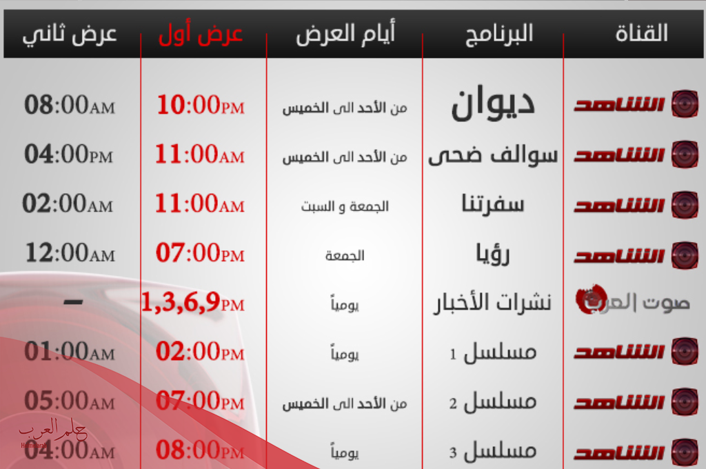 برامج قناة الشاهد الكويتية